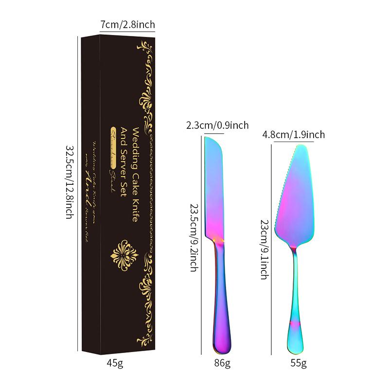 

2Pcs Wedding Cake Cutter Server Set Stainless Steel Flatware Cake Cutting Set Elegant Wedding Cake Cutting Utensils Reusable+ різнокольоровий