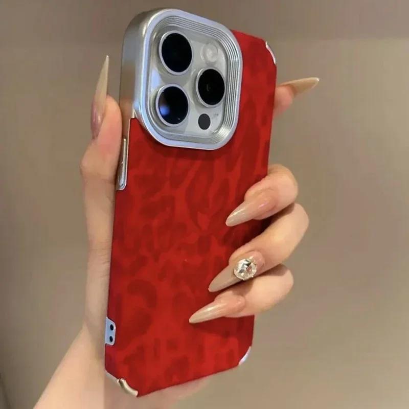 Luxury Soft Silicone Leather Leopard Print Phone Case For iPhone 11 12 13 14 15 16 Pro Max 16 Plus Shockproof Bumper Cover