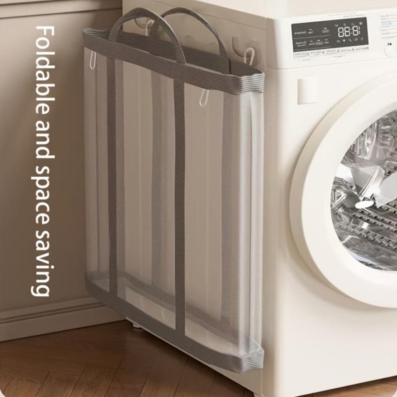 2pcs Collapsible Laundry Basket Organizer Handles Large Capacity Foldable Mesh Clothes Toys Storage Bag Bathroom Laundry Baskets