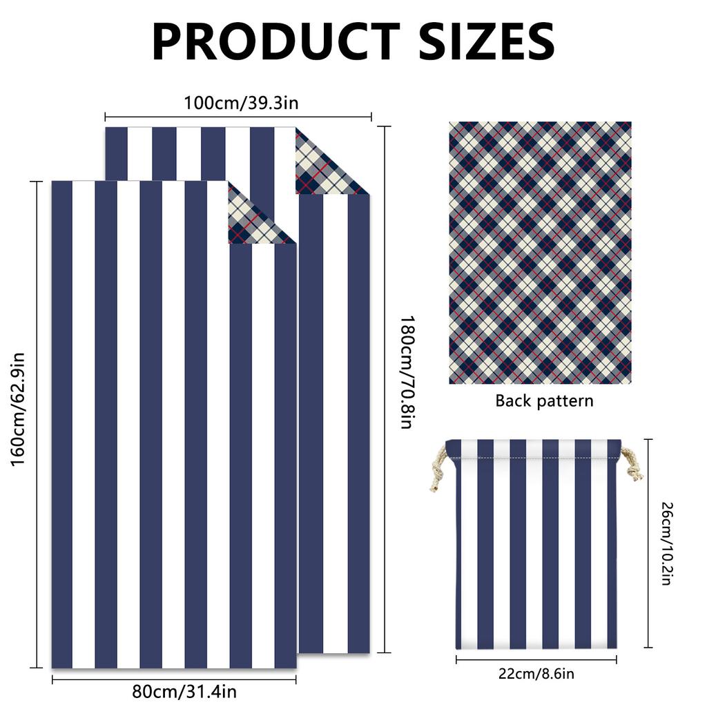 Striped Bath Towel Double-sided Velvet Active Printed Towel Water-absorbing Quick-drying Swimming Couple Beach Towel