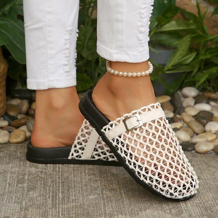 Grubosolne, Wysokie Damskie Buty z Oddychającymi Klapkami Plażowymi w Stylu Sandałów