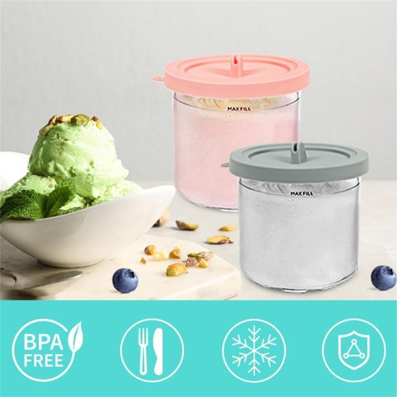 4Pcs Replacement Silicone Lid for NC301 NC300 NC299AMZ Series Container Ice Cream Maker Dishwasher Safe Accessory