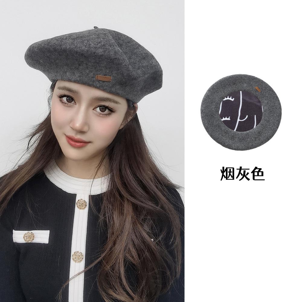 Große Größe 60 cm Wollbarett Wintermützen für Damen Warm halten Mode Malerhut Damen Einfarbige Boina Lässige Beanie Große Größe