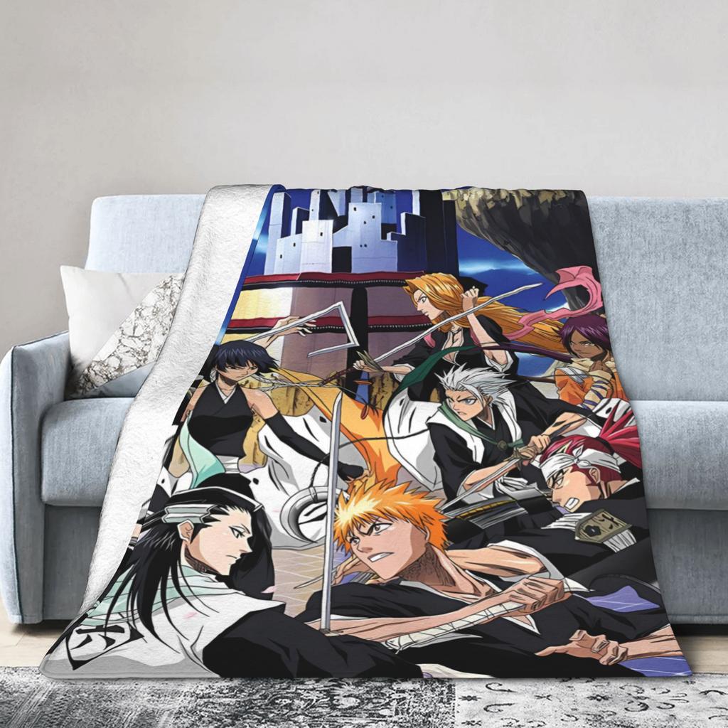 Ichigo Orihime Uryu Blanket Bleached Camping Flannel Throw Blanket For Living Room Super Soft Custom Diy Quality Bedspread Gift