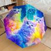 1pc Colorful Kittens in Space Umbrella with Plastic Handle,Suitable for All Seasons Home Travel Outdoor UmbrellaDD557
