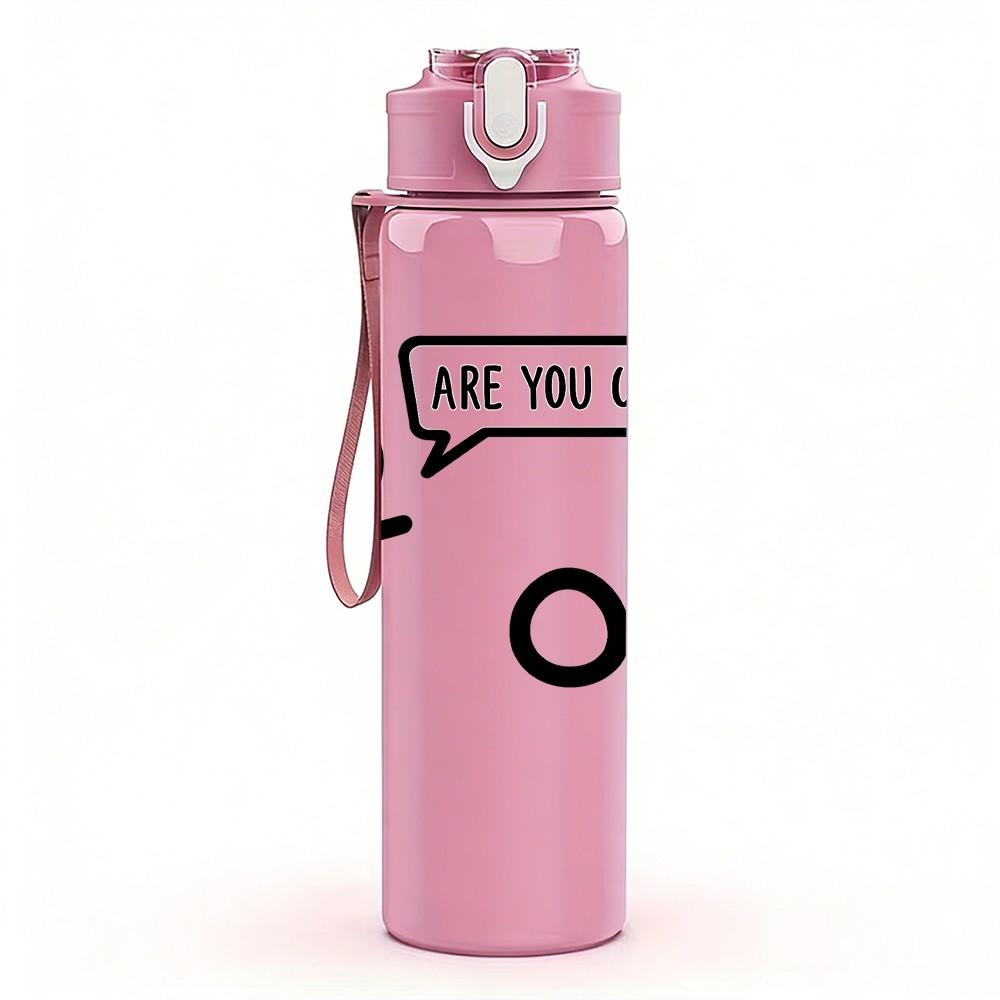 1PC Are You Ok Stick Figure Print 750ml Color Plastic Sports Water Bottle Leakproof Flip Straw Lid Suitable for Sports Office Home Use