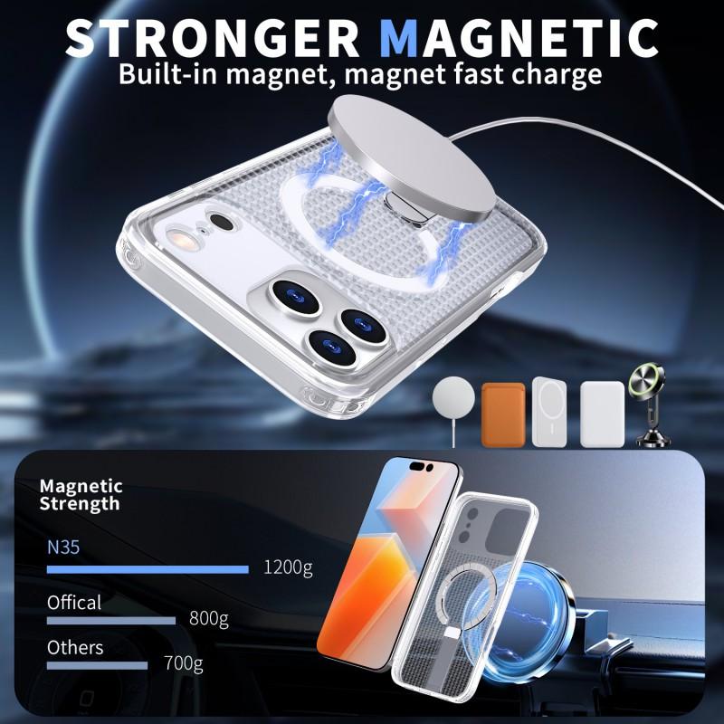 Magnetic Wireless Charging Phone Case With Flat Kickstand IPhone 17 Pro Max 16 15 Series Transparent Black Pink Gray Blue