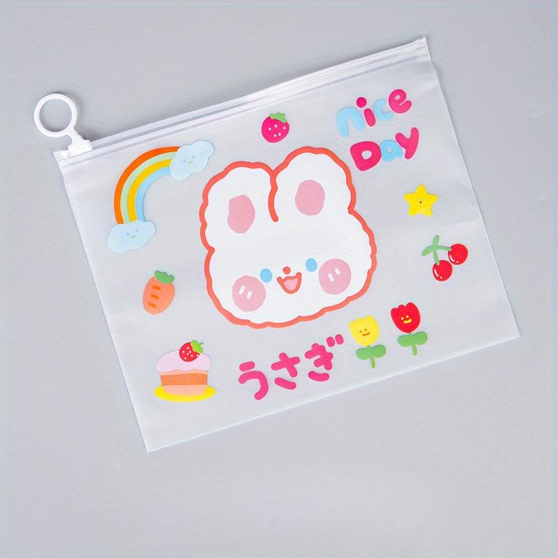 10 Large-capacity Cartoon Animal Square Zipper File Bags Set Pencil Organizer