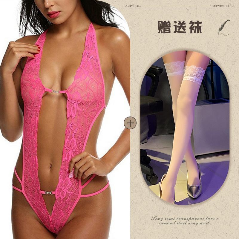 European and American sexy lingerie perspective backless body sculpting lace