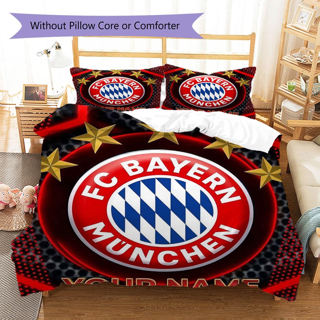 FC Bayern Munchen Custom Name Pattern Bedding,Quilt Set Quilt Cover Pillowcase Home Birthday Gift(1 * duvet cover + 2 * pillowcase, without core)