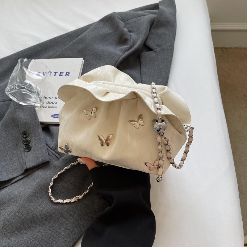 Summer Niche Pleated Cloud Bag Women's New Trendy Versatile Chain Single Shoulder Messenger Bag Small Bag