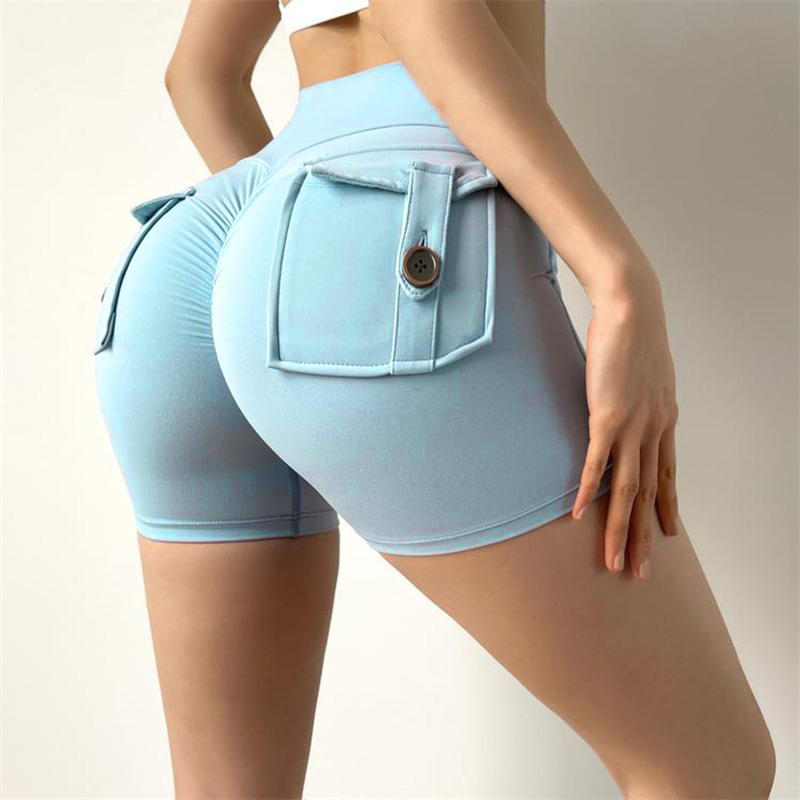 Women's High Waist Stretch Hip Lift Button Yoga Pants Summer Workwear Quick-Drying Running Fitness Pants