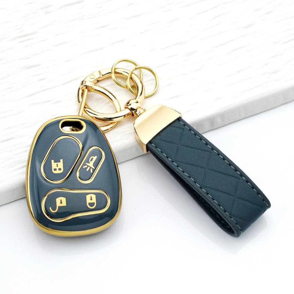 Anti-Scratch Car Key Case Cover for Chevy Silverado Tahoe Suburban Equinox Avalanche SSR LHJ011 Key Bag with Keychain Accessory