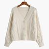 Solid V-Neck Sweater Women Knitted Cardigan Slouchy Spring and Autumn 2026 New Small Loose Short Cardigan Sweater Female Coat