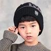 Conjunto de gorro y bufanda para niños, gorro con letras impresas, elástico grueso, cálido, antideslizante, cúpula suave, a prueba de viento, gorro con protección para el cuello, conjunto de urdimbre