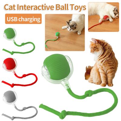 Elektrisches Katzenballspielzeug, automatischer rollender Ball, Kunstschwanz, wiederaufladbar, intelligentes Haustier, interaktives Spielzeug, Hunde- und Katzentraining, imitieren Sie eine Maus