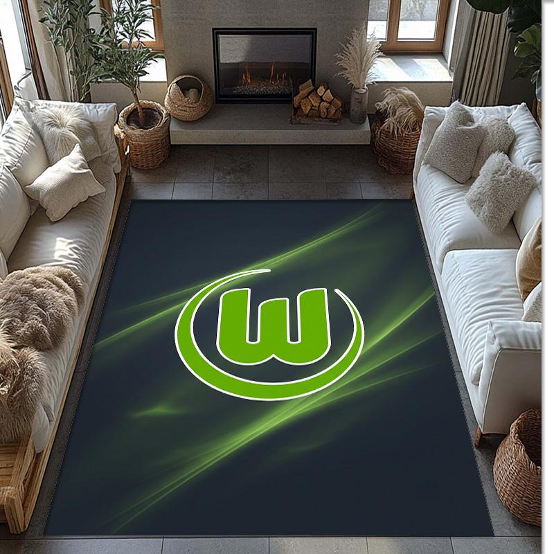 VfL Wolfsburg FC Fußball Muster Weicher Teppich Rutschfester Indoor Bodenbelag Sport Dekor Matte für Schlafzimmer