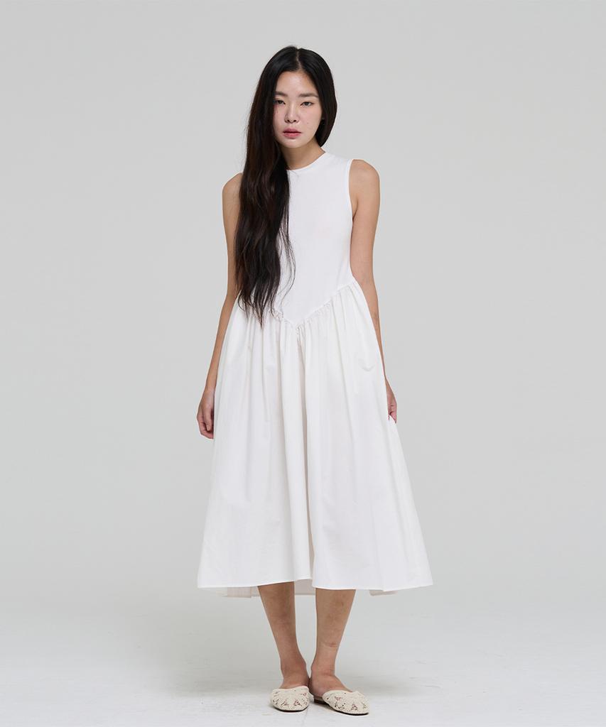 LEVHEARTED Voluminous Sleeveless Cotton Dress - Ivory