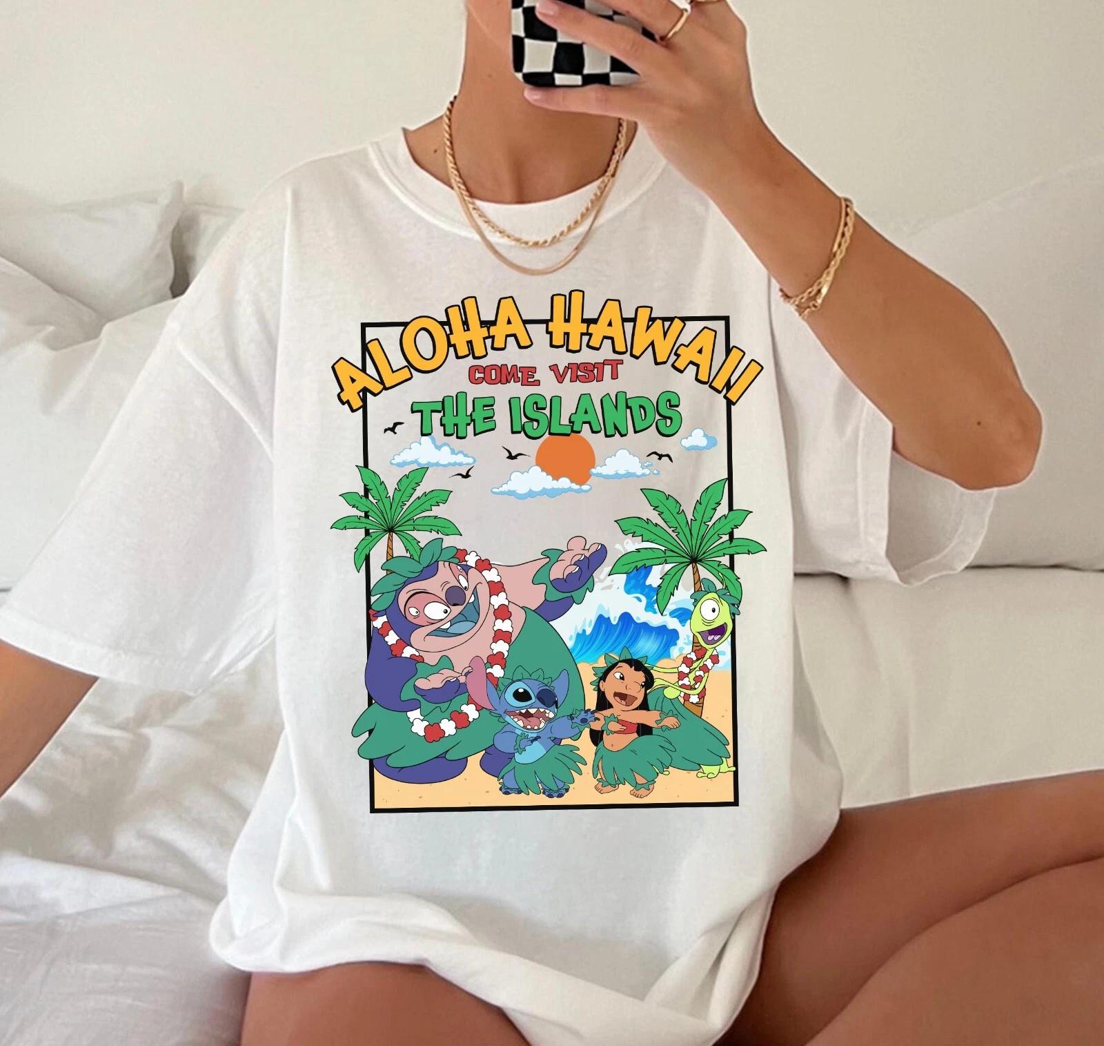 Disney Lilo & Stitch Aloha Hawaii Come Visit The Islands Unisex 100% Cotton T-shirt Mens Tees Top S