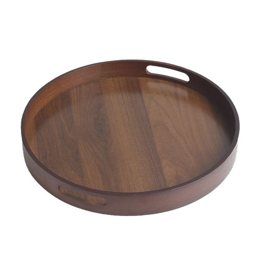 Walnut Color Food Storage Trays Round Dessert Pallet Decorate Tray Bamboo Wooden Tray  Kitchen