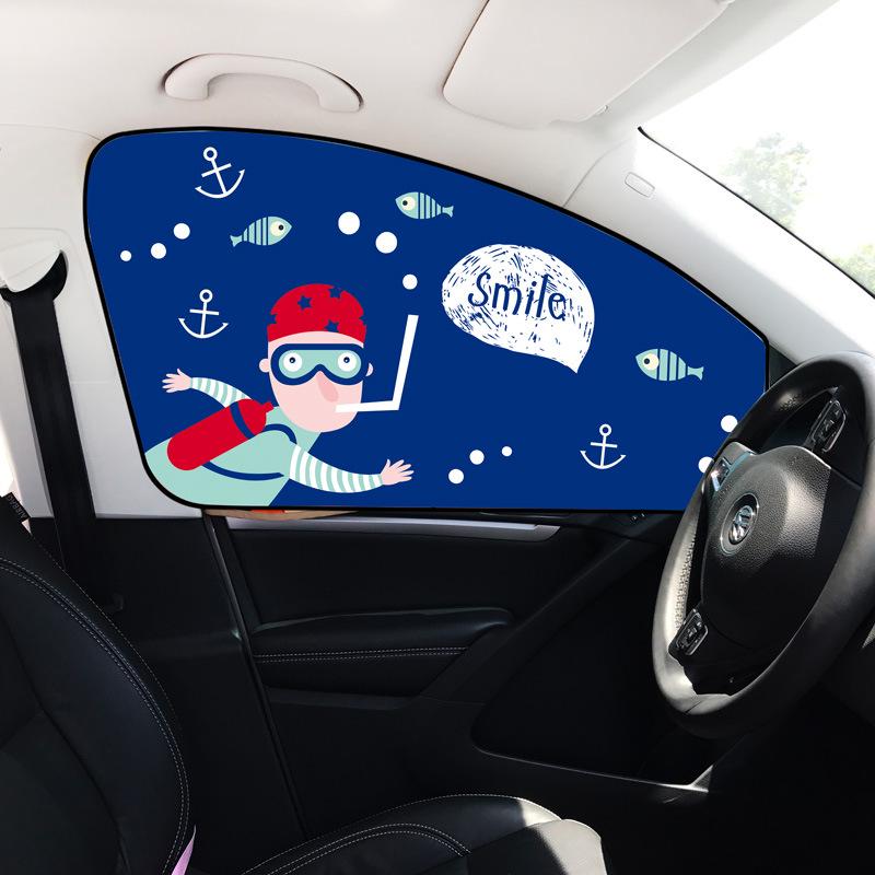 Car Magnetic Curtains - Cartoon Pirate UV Protection Blackout Sunshade