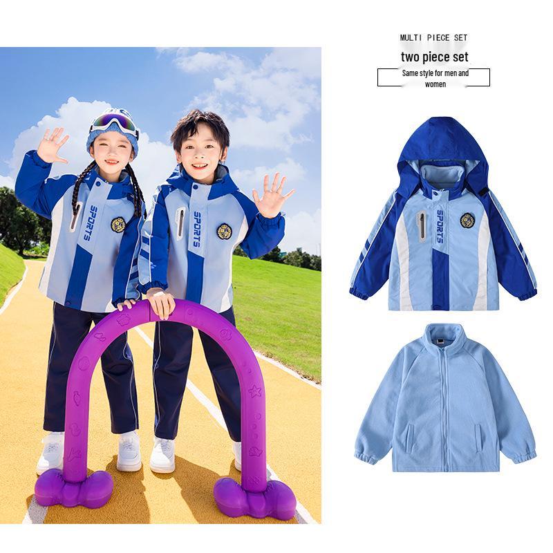 

2025 Children s Windproof Winter Jacket & School Uniform 3-Piece Set for Kindergarten & Elementary Sports Day 110 cm