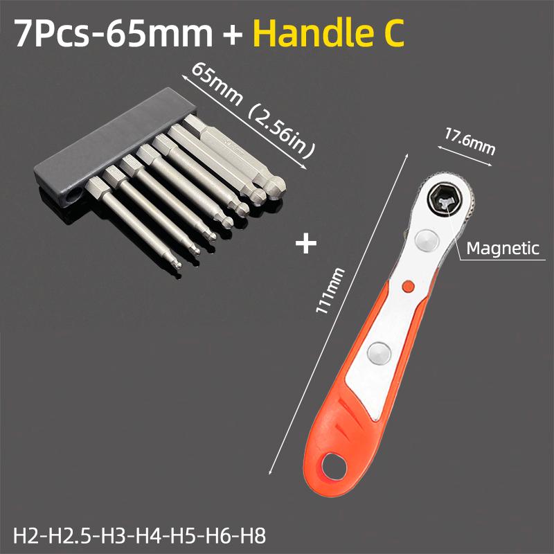 Ball End Hex Screwdriver Bits Set 1/4” Inch Screw Driver Drill Bit Shank Magnetic S2 Steel 65/100mm Ratchet Wrench Hand Tools
