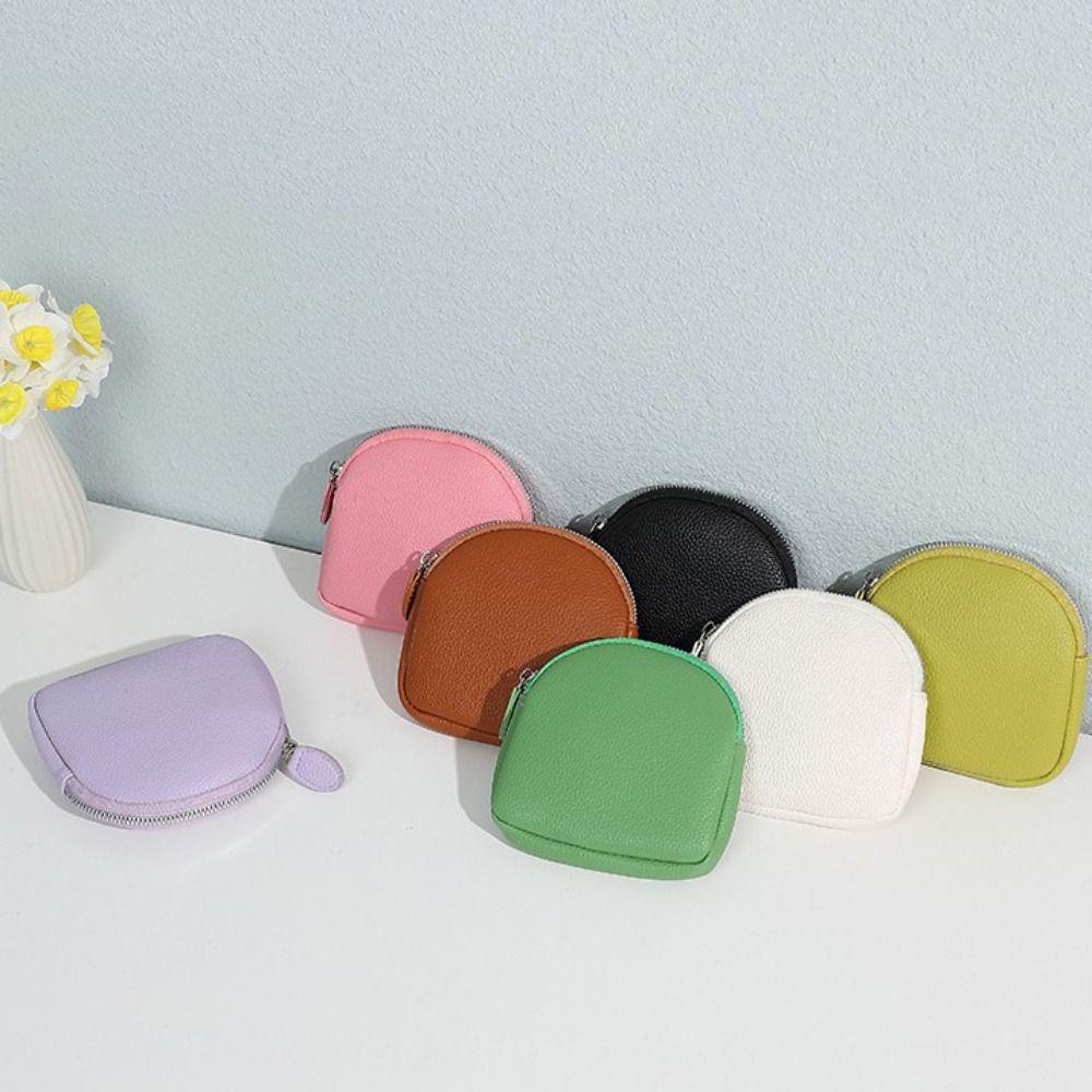 New PU Leather Women Short Wallet Solid Color Large Capacity Coin Purse Zipper Design Card Bag Holder Women Men