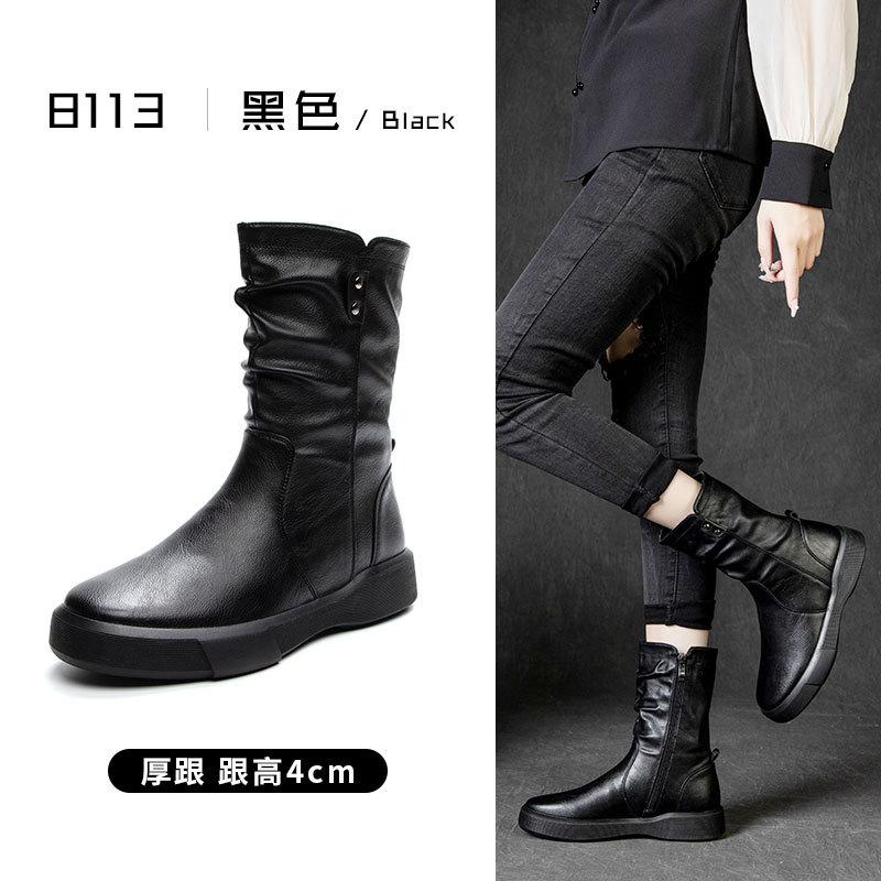 

2025 Popular Versatile Leather Martin Boots Women s Shoes Autumn and Winter Short Skinny Boots Brown Maillard Knight Boots 35