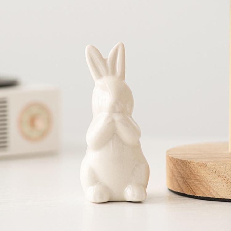 Kleine Hasenstatue Keramik Hasenfigur Liebenswertes Geschenk für Tierliebhaber