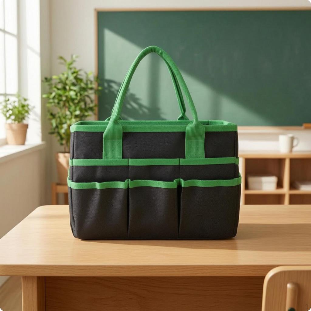 Craft Organizer Tote Bag MultiplePocket with Pockets Structured for Teachers,