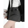 Plus Size Gray Woolen High Waist A-line Skirt for Spring/Autumn