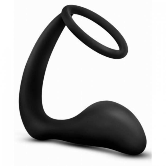 Cockring et Plug - Anal Adventures - 8 x 3cm - Silicone - Noir - Pour Adultes