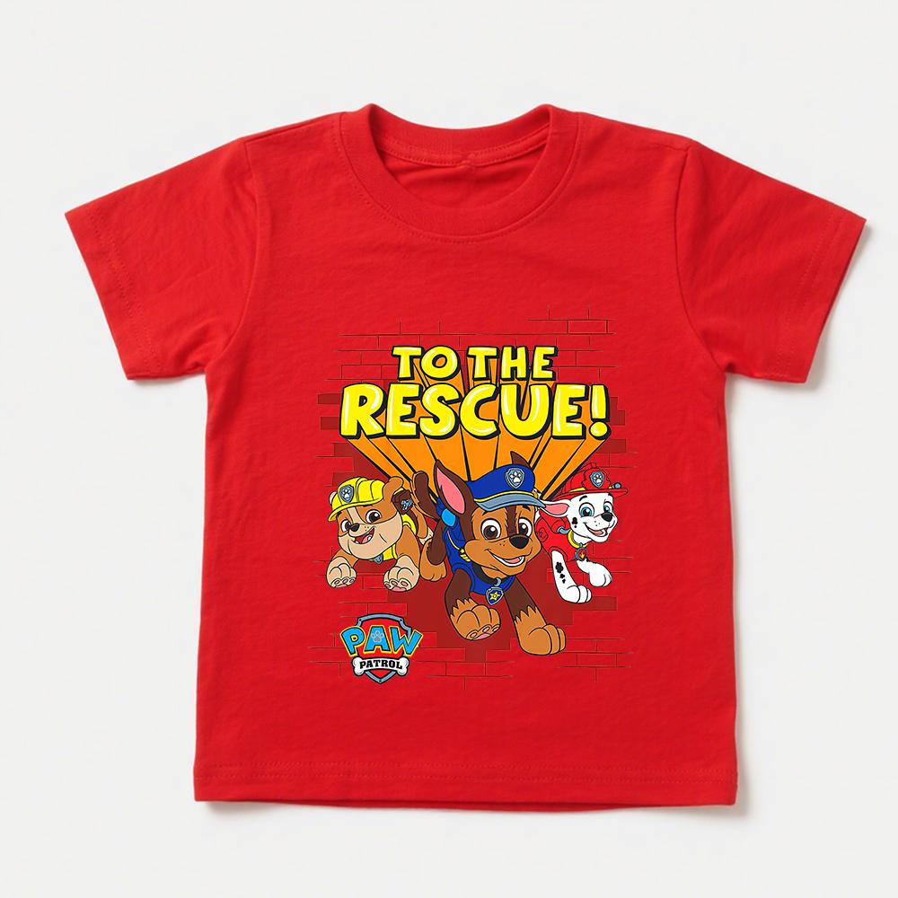 Kids Cotton T Shirt PAW Patrol To The Rescue Cartoon Print Casual Short Sleeve Tee Boys Girls Summer Tops Children Clothing