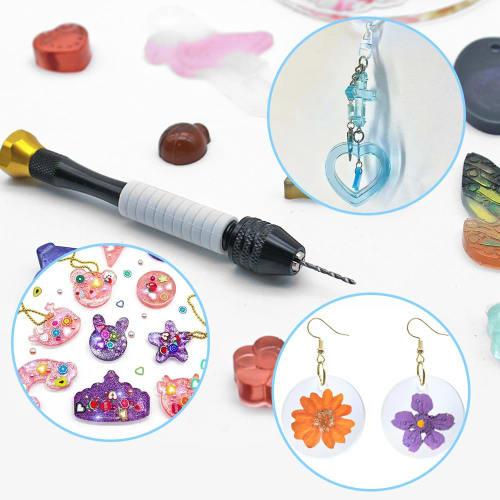 AIFUDA Hand Drill for Jewelry Making, AIFUDA Hand Pin Vise, Micro Twist Drill Bit Set (0.8mm-3.0mm) for Resin, Rotary Tool for Wood, Jewelry, Plastic,