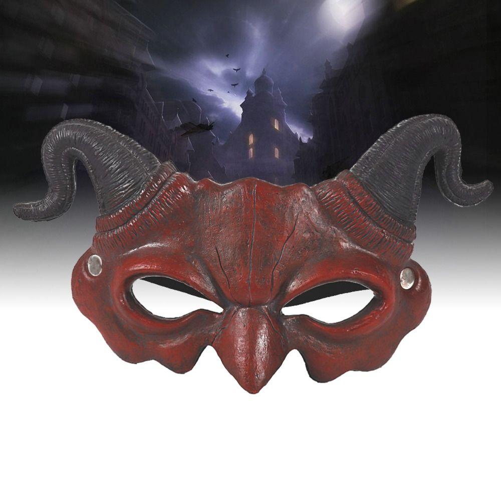 

Demon Halloween Mask Animal Cosplay Masquerade Soft Goat Horn Mask Festival