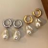 European Baroque Vintage High-end Asymmetrical Gold Color Pearl Earrings for Women Sassy Temperament Elegant Jewelry Party Gifts
