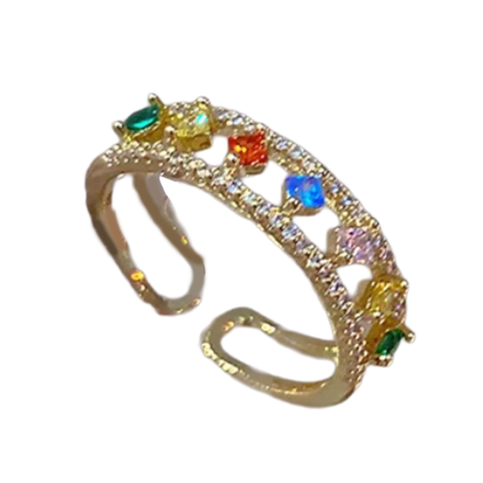 

Изысканные Модные Геометрические Кольца с Цирконом Женские Модные Украшения Регулируемые Открытые Золотые Украшения Медная Текстура для Женщин