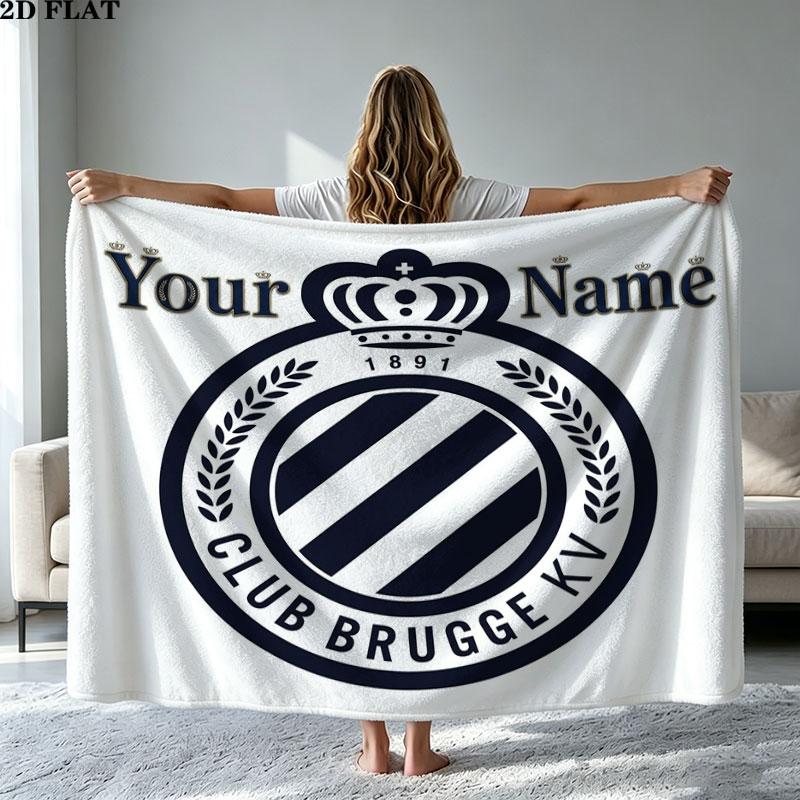1PC Club Brugge KV Custom Name Patterned Flannel Blanket Suitable For All Seasons for Home Decor Warmth and Comfort Gifts Holiday Present
