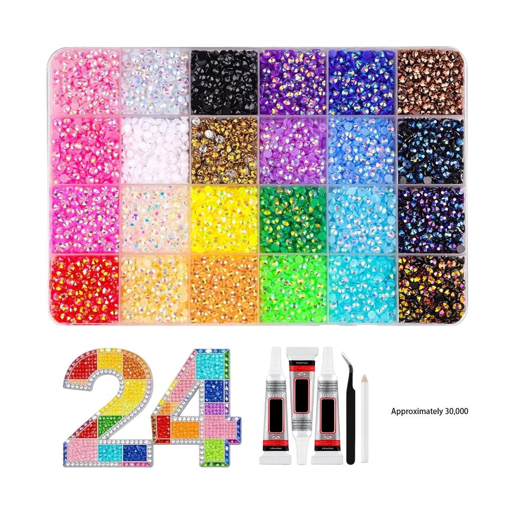Sada doplňků s imitací perel z pryskyřice, 24 přihrádek, 30 ml