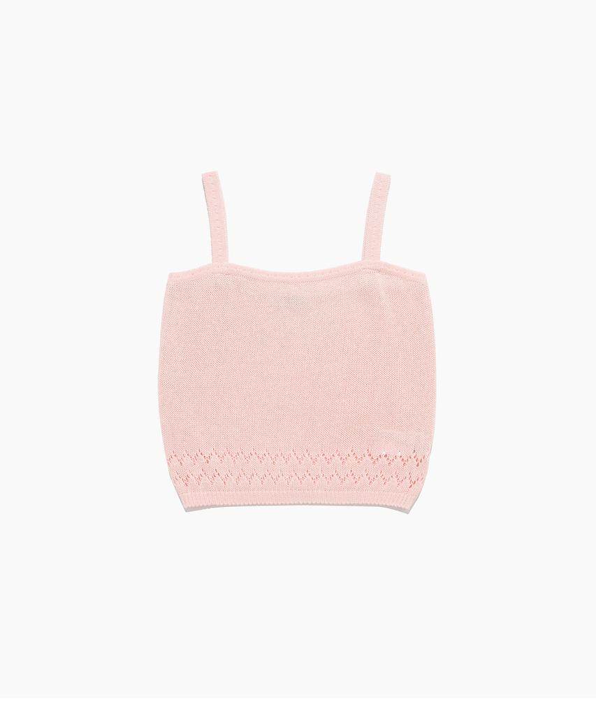 Tudument Punching Sleeveless Knit Top Pink