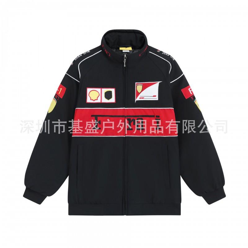 F1 Racing Embroidered Padded Jacket Retro Motorcycle Riding Baseball Coat Unisex