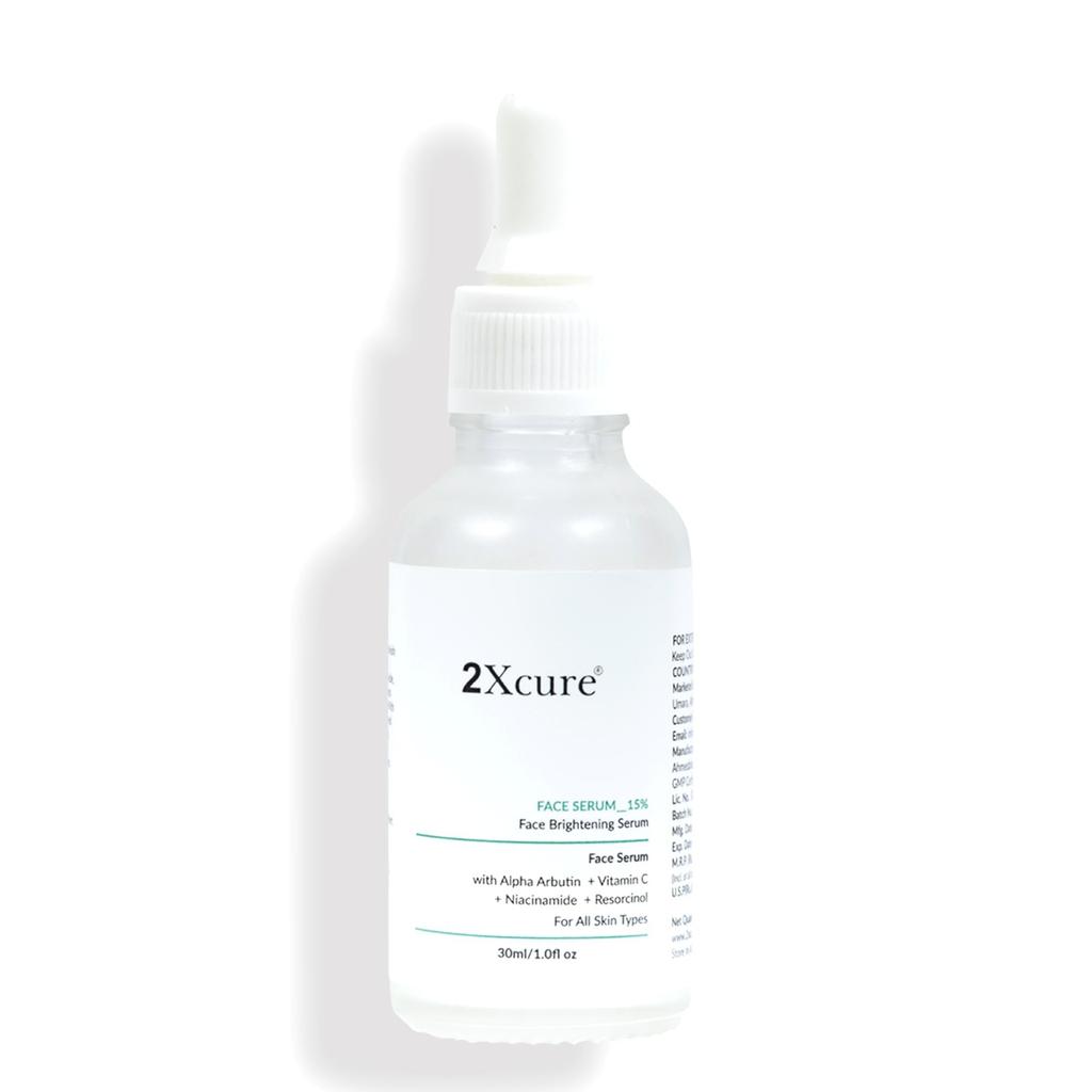 2Xcure Face brightening serum with Vitamin C 5%,Alpha Arbutin 3%, Niacinamide 3.5%, Hyaluronic Acid 1.5% Benzenediol Resorcinol 2% all type skin