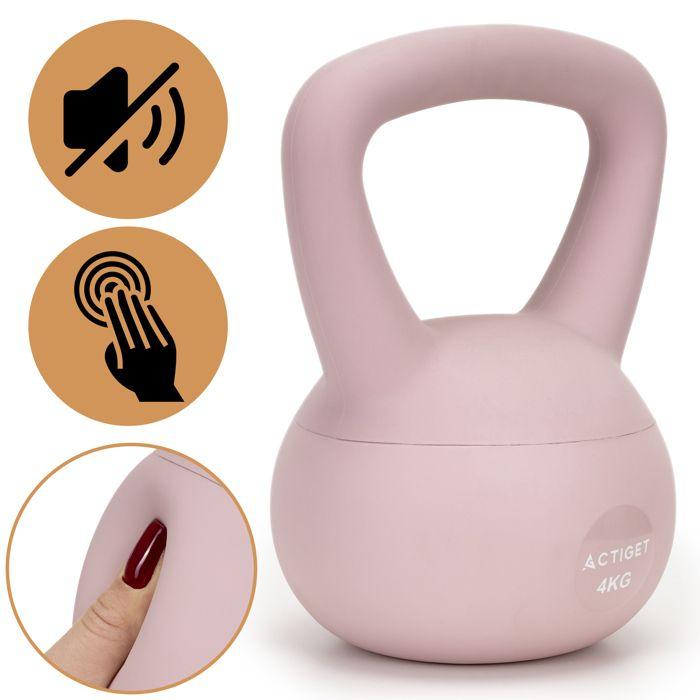Kettlebell - SPRINGOS - 4 kg - Souple - Ergonomique - Rose clair