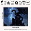 2D Schwarz-Drachenburg Wandteppich, Mittelalterliche Burg mit Drachen und Sternenhimmel