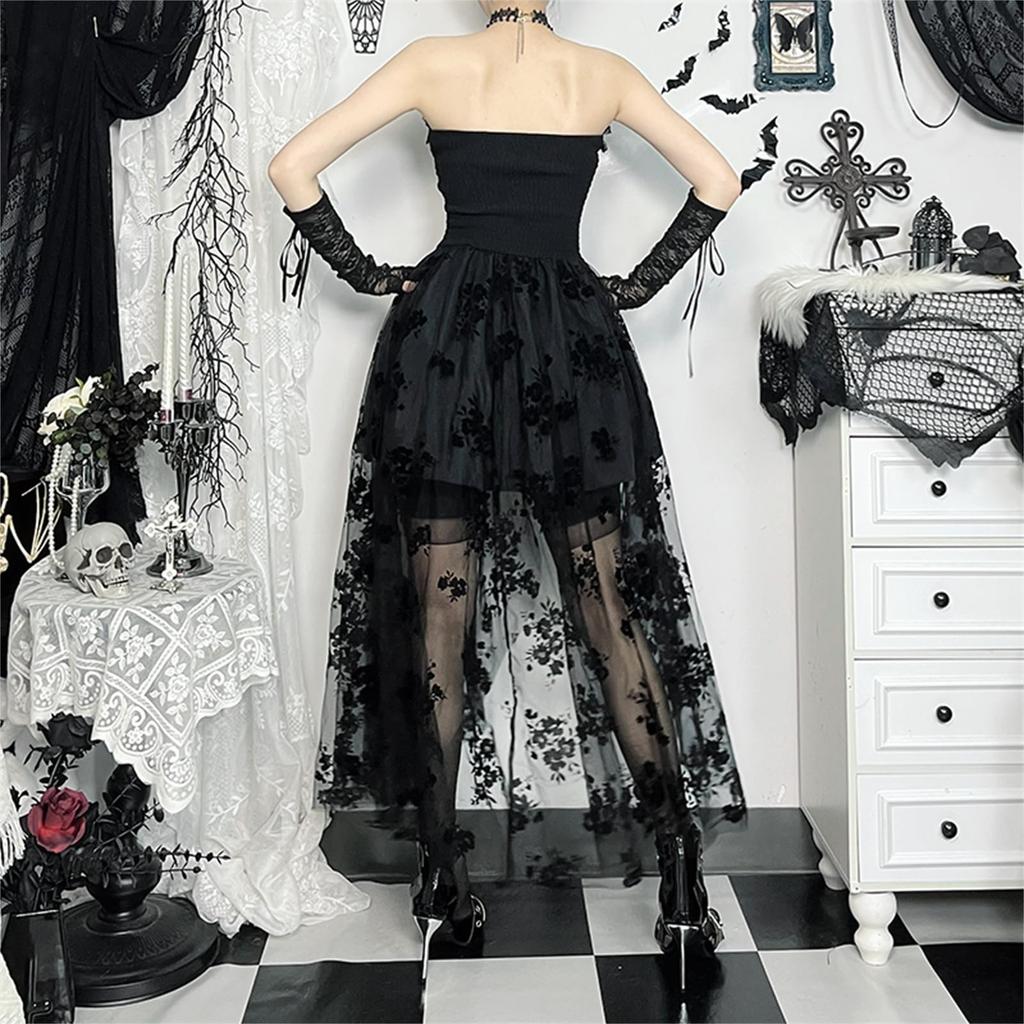 Sivrusn Gothic Lolita Cosplay Sweet Ladylike Hip Korean Stage Harajuku Size M Dress, Black, A-Line, Knee-Length, Lolita, Lolita, Princess, Dress, Hop,