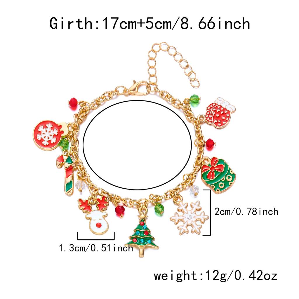 Christmas Bracelet for Women Fashion Elegant Christmas Tree Santa Snowflake Pendant Beaded Bracelets Holiday Party Jewelry Gift for Girls