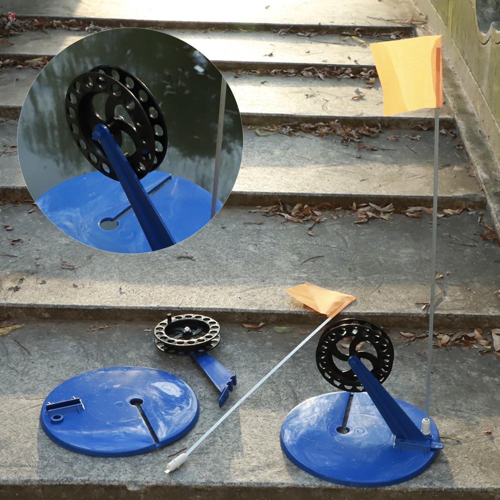 FTK Ice Fishing Flag Convenient Braking System Winter Ice Fishing Flag Indicator Ice Fishing Disc Equipment Tackle Tool