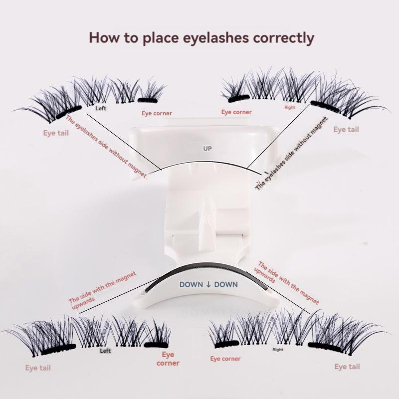 Two Pairs of Magnetic False Eyelashes with Curler - No Glue Needed, European & American Thick Style.