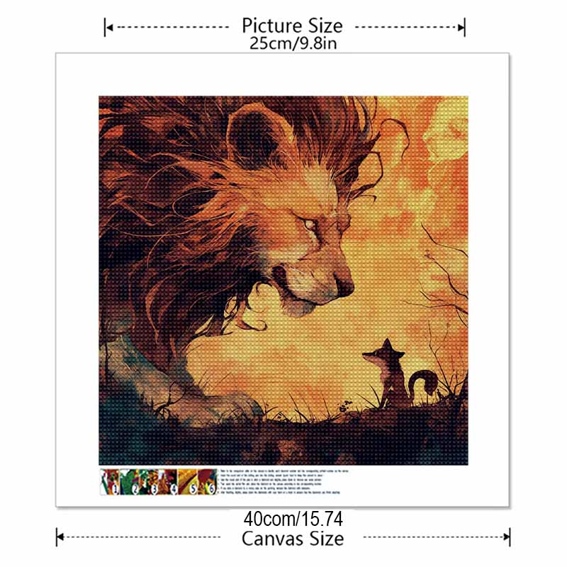 New Arrival 5D DIY Full Circle Diamond Painting "Lion and Fox" Embroidery Cross Stitch Home Decor Gift